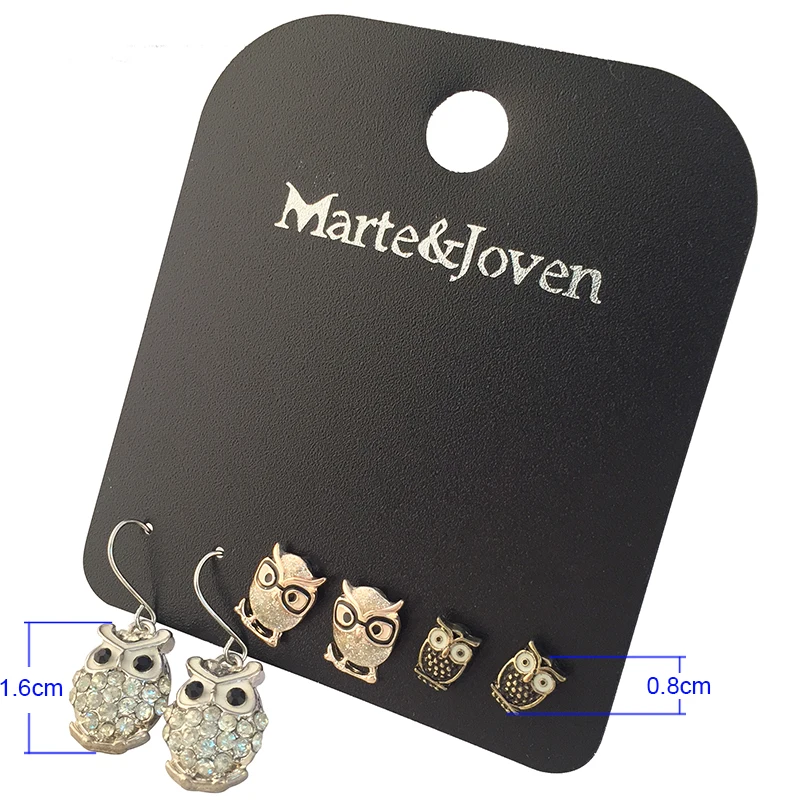 3 пары серьги гвоздики в виде совы|Серьги-гвоздики| |