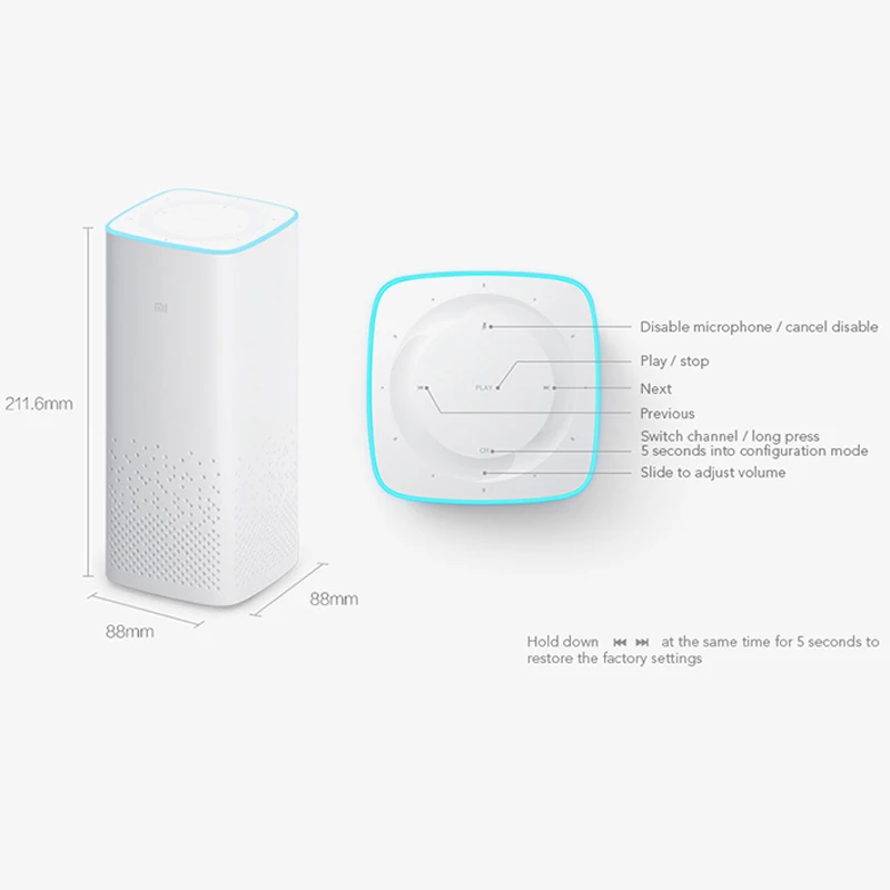 Xiaomi AI динамик WiFi Bluetooth Встроенный аудио содержимое Голосовое управление прослушивание и ответ история музыкальный плеер умный динамик