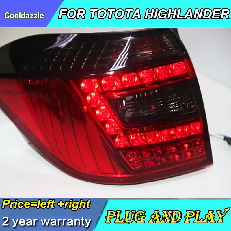 Светодиодный задний фонарь красного и черного цветов для TOYOTA задние фары Highlander