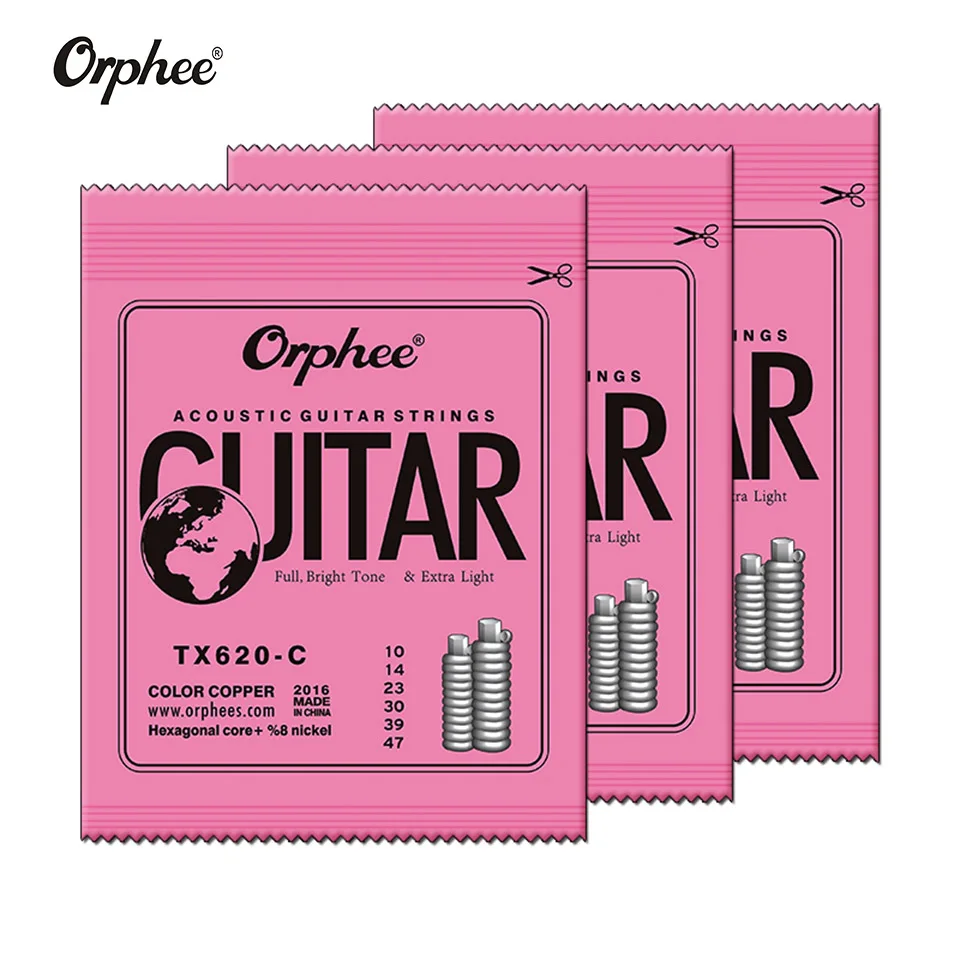 Набор гитарных струн Orphee 6 шт./1 комплект (0 10 .047) радужные Красочные Струны 1 для