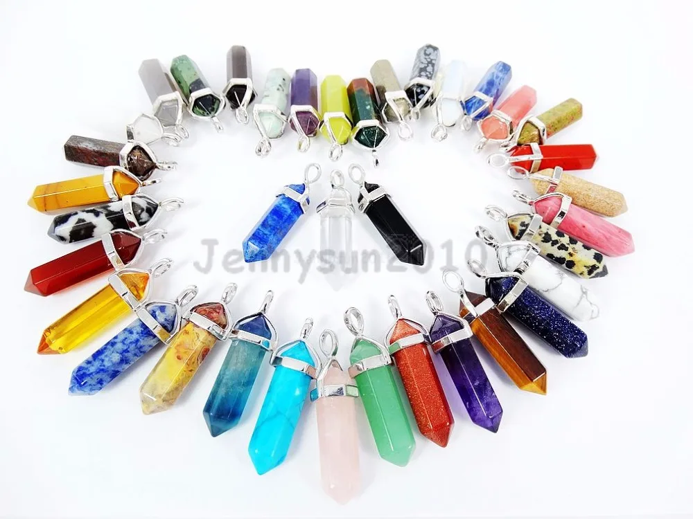 Серия #1 натуральные шестигранные драгоценные камни заостренная целительная