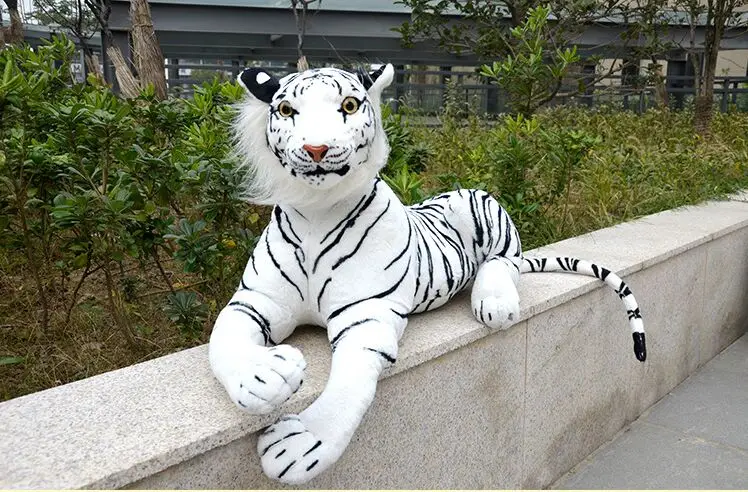 

simulation white tiger large 130cm prone tiger plush toy doll throw pillow birthday gift 0392