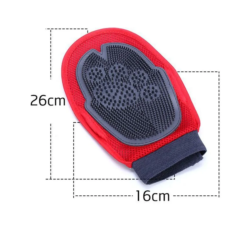 Красный Силиконовая собачья щетка для домашних животных перчатка Deshedding Бережный уход за шерстью домашнего питомца собаки Ванна кошка моющие средства расчески варежки Плюмаж Массажер для животных - Цвет: Красный