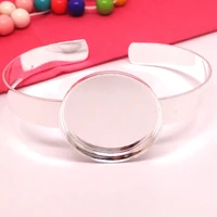 2pcs 25mm wholesale fashion silver plated cuff braceletsbangles jewelry with inner bezel setting tray for cabochons