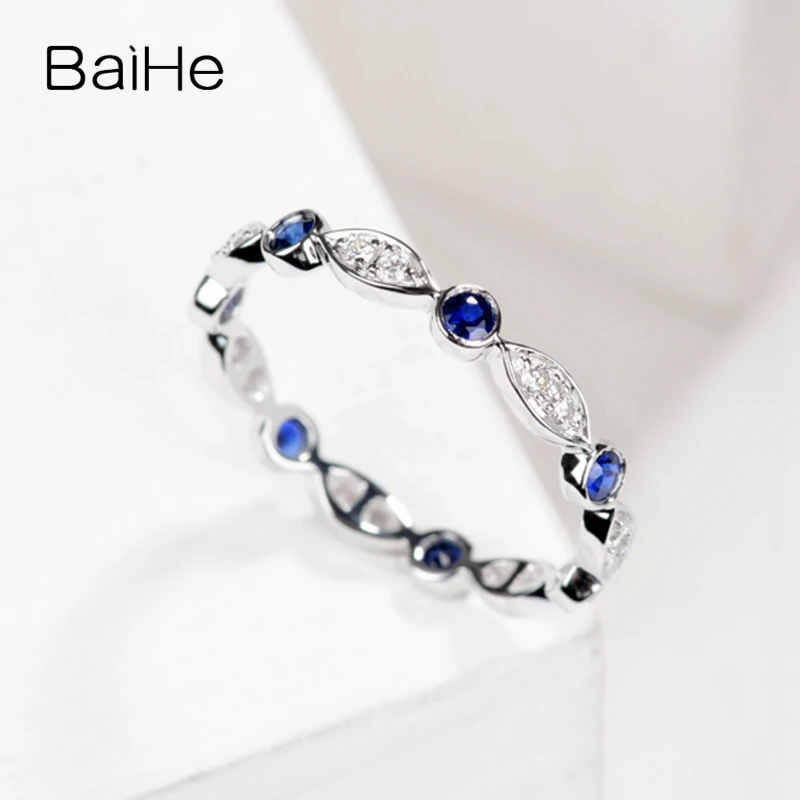BAIHE твердое белое золото 14 K(AU585) около 0.17ct(всего) сертифицированное H/SI круглое ограненное натуральными бриллиантами свадебное модное кольцо