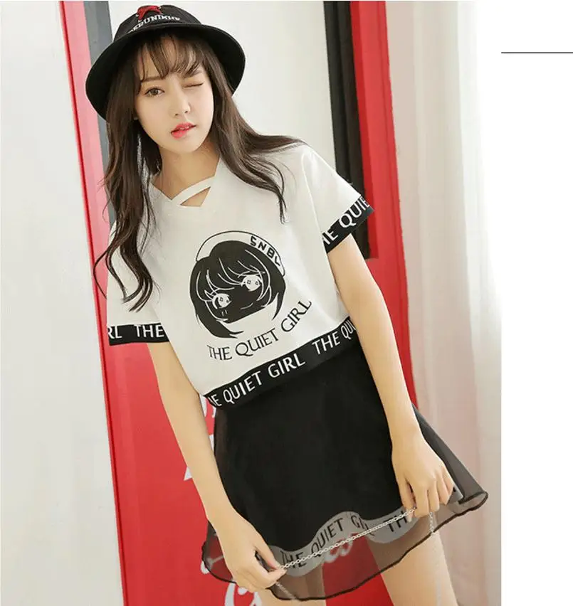 Черные непослушные комплекты из двух предметов Милая Короткая мультяшная