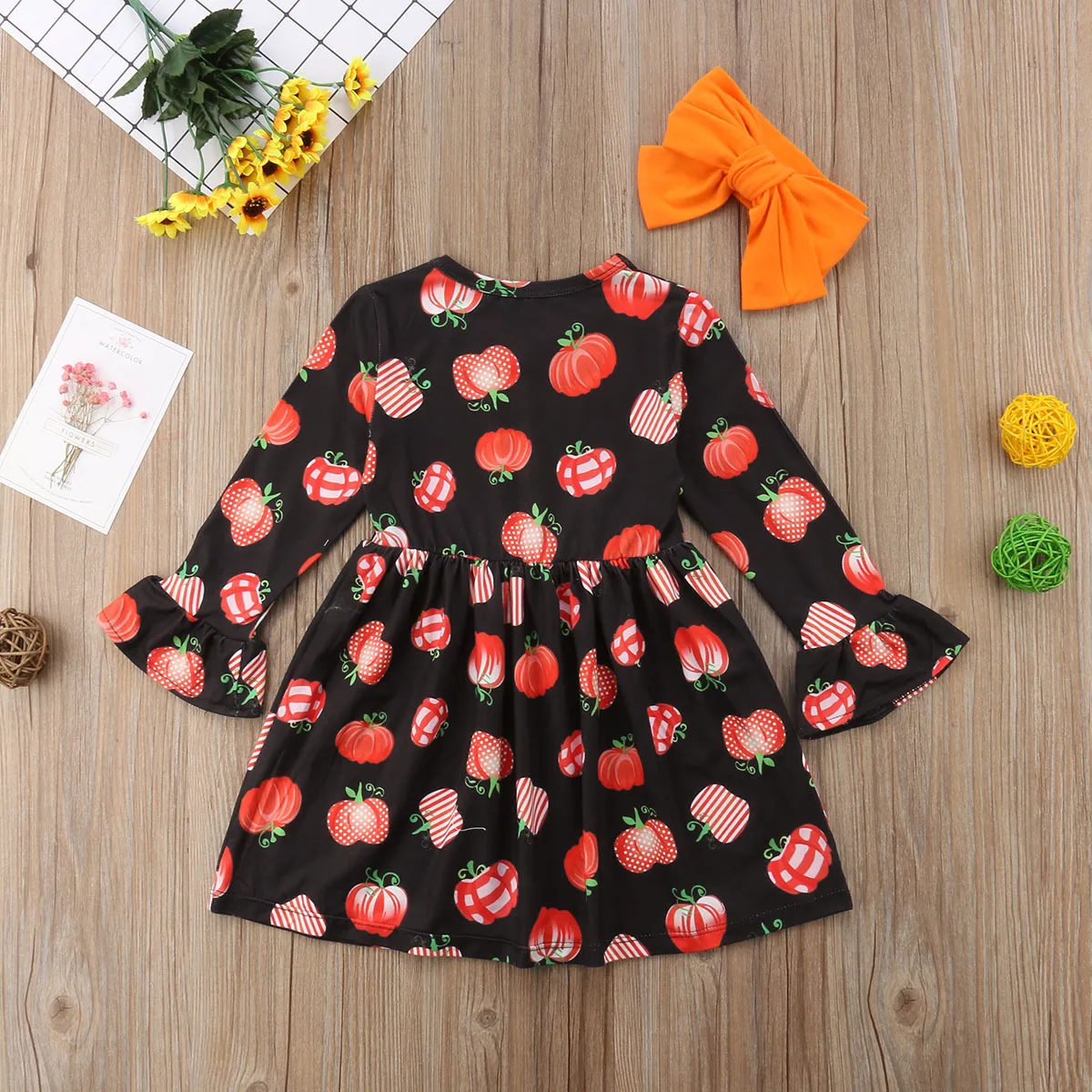 New Autumn Baby Girls Dress Toddler Princess KIds Halloween Pumpkin Dresses For Party Infant Children Clothing | Детская одежда и