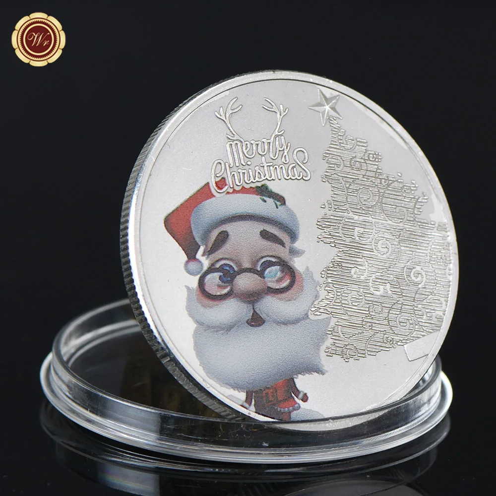 WR Санта Клаус Посеребренная металлическая монета рождественские подарки 2017