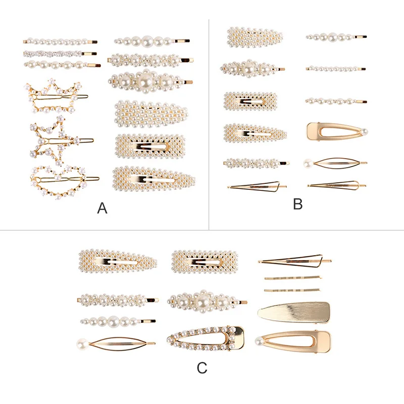 Женская заколка для волос с жемчугом элегантная металлическая в Корейском стиле
