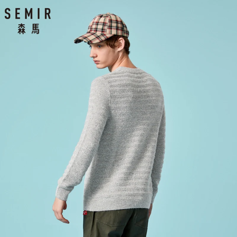 SEMIR Мужской мягкий вязаный свитер с опущенным плечом мужской пуловер трикотажная