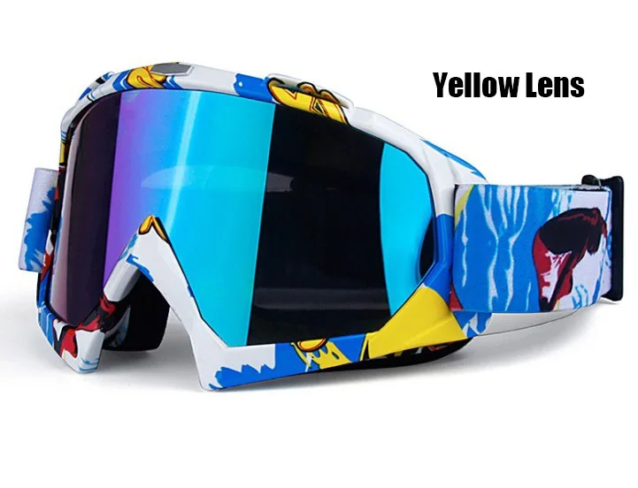 White Blue Мужские и женские лыжные очки для сноуборда UV400, ветрозащитные солнцезащитные очки, спортивные очки, маска для катания на лыжах и снегоходах, противотуманные очки с одним объективом - Цвет: White Blue