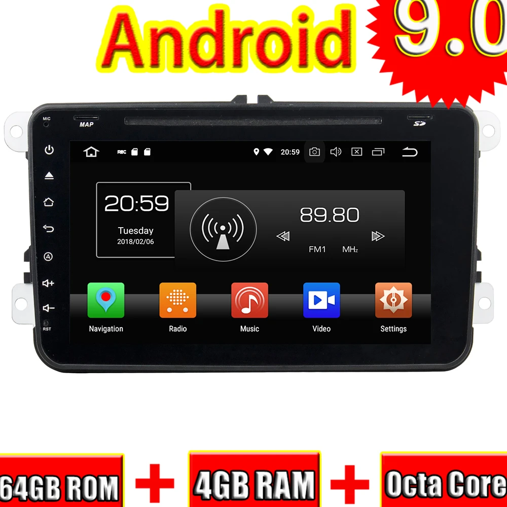 Автомобильный GPS навигатор Topnavi Android 9 0 медиа центр CD плеер для VW Magotan/Caddy/Passat Golf