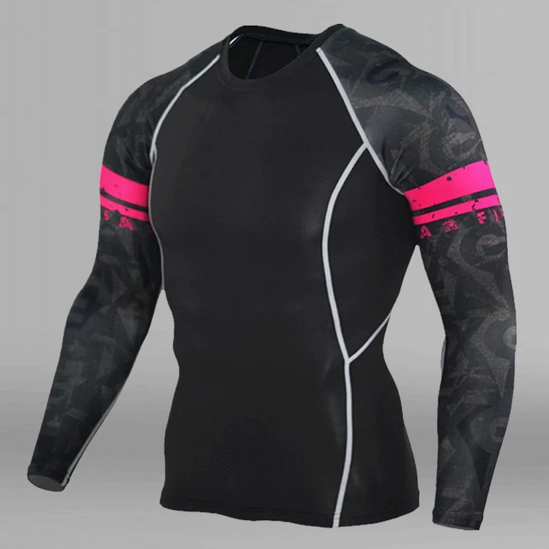 T-Shirt Лыжный комплект нижнего белья, мужские быстросохнущие колготки, теплый базовый слой, компрессионная одежда, зимний костюм для бега, мужское термобелье, зимнее - Цвет: T-Shirt