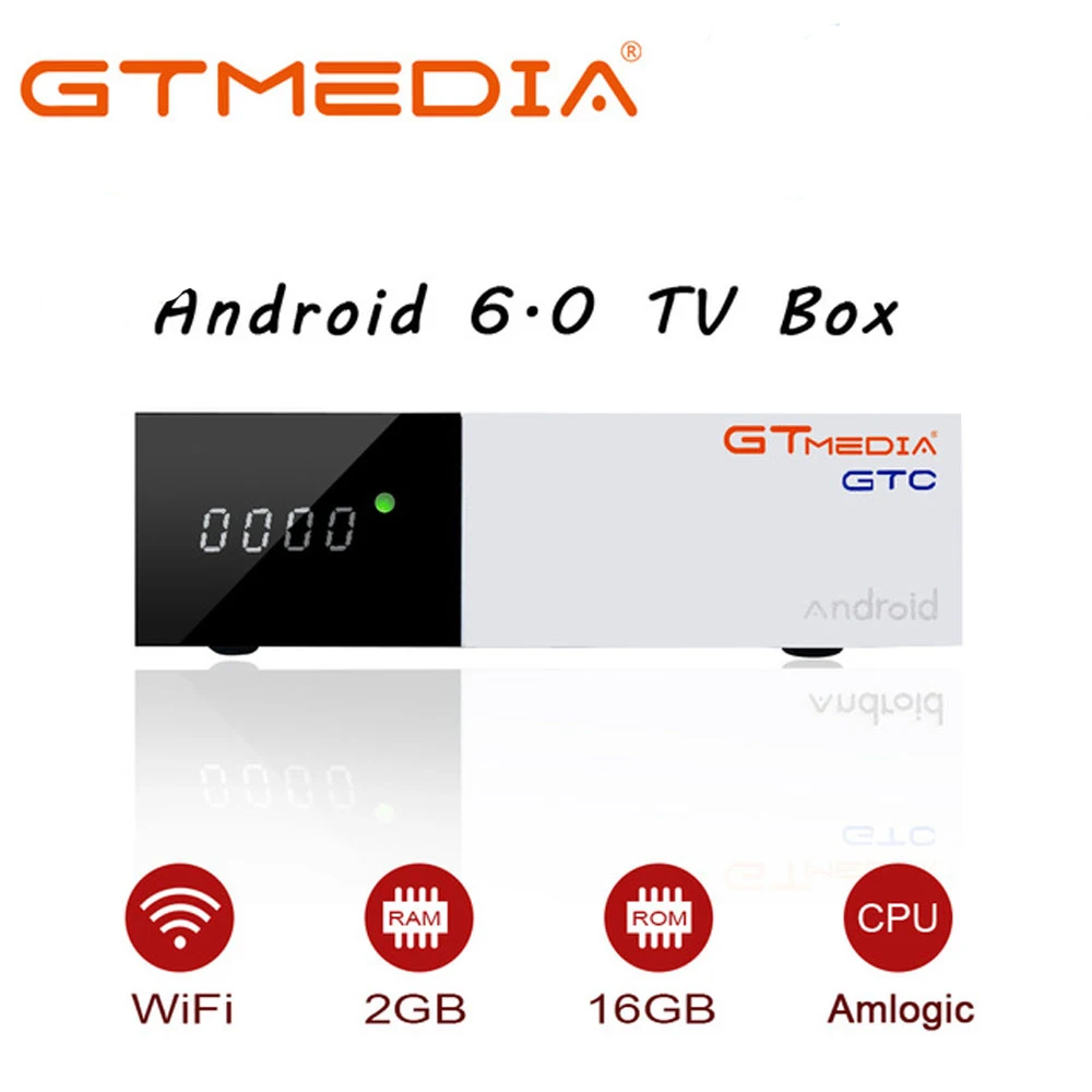 GTmedia GTC приемное устройство DVB-S2 DVB-C DVB-T2 ISDBT Amlogic S905D android 6,0 ТВ контейнер под элемент питания 2 Гб оперативной памяти, 16 Гб встроенной памяти, спутниковый 1 год M3U приемник ТВ коробка