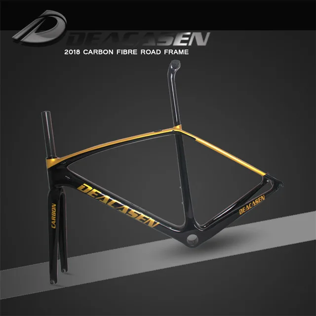 Deacasen 2018 new top sales T1000 color gold racing full carbon road frame BSA68/BB30/PF30 Carbon frameset weave UD glossy | Спорт и