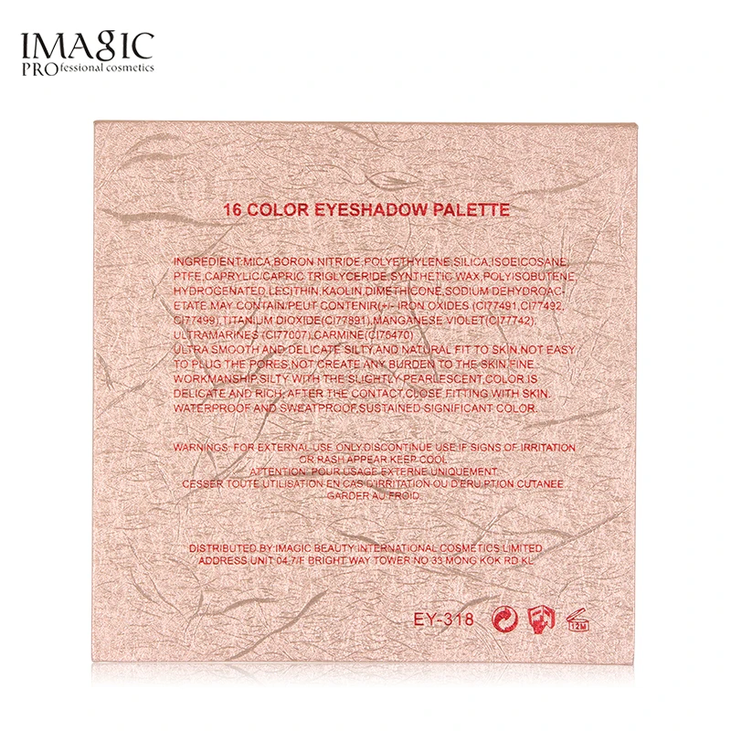 IMAGIC Shimmer МАТОВЫЕ тени для век, палитра для макияжа, 16 цветов, блестящие тени для век, пудра, высокая пигментность, тени для век, макияж, набор, красота