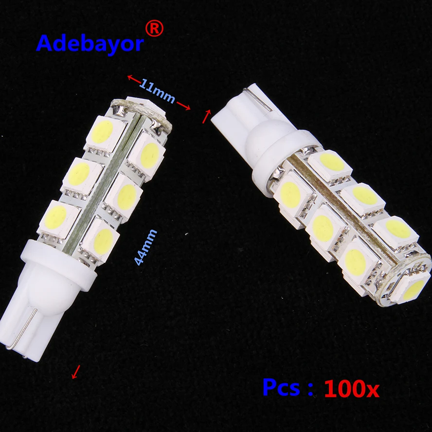 Оптовая продажа 100 шт. T10 DC 12V 5050 SMD 13 светодиодный Белый Клиренс светильник s