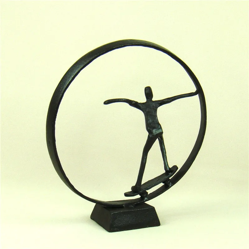 Чугунная скульптура для скейтборда Абстрактная Металлическая Статуя слайдер