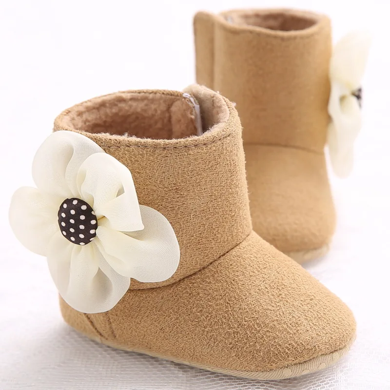 Lovely Winter Warm Baby Shoes Cotton Flower Infant Toddler Baby Boots Newborn Baby Girl Shoes Snow Booties First Walkers images - 6