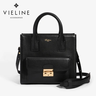 Женская сумка через плечо Vieline, Diamo из натуральной кожи, дизайнерская Брендовая женская сумка-тоут из натуральной кожи, седельная сумка с клапаном и цепочкой - Цвет: black