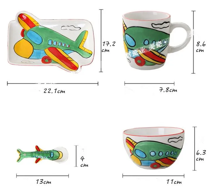 4 шт./компл. Мультяшные столовые приборы фруктовый рисовый салат керамика миска