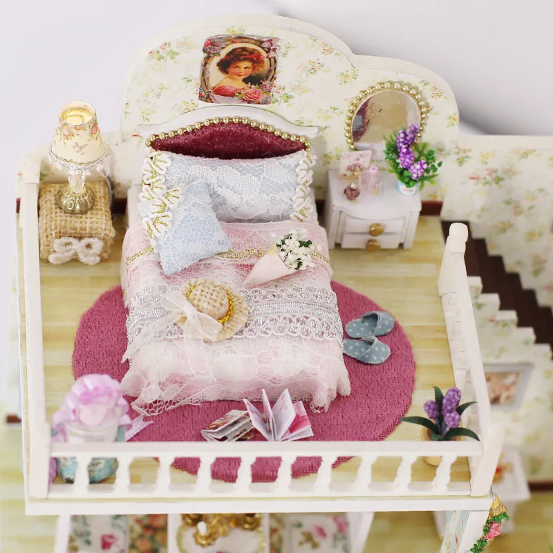 IiE создать собрать DIY Кукольный дом игрушки деревянные дома миниатюрный Doll'shouse игрушки с мебелью светодиодные фонари Дети подарки на день рождения