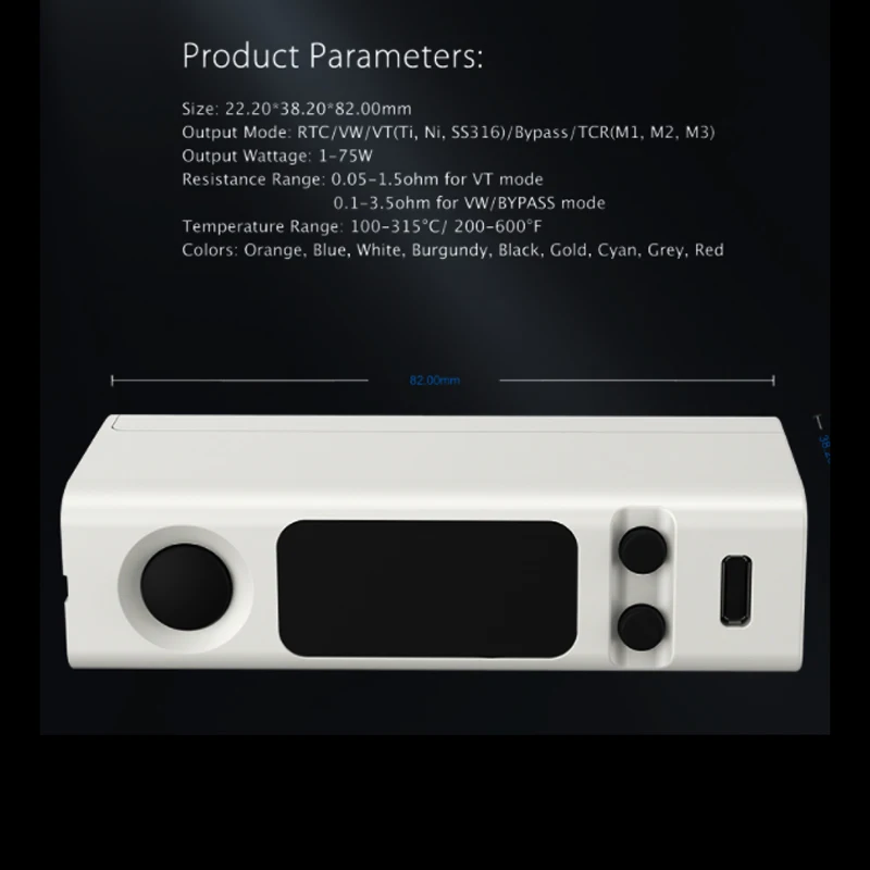 Joyetech eVic VTwo мини стартовый набор с 75 Вт CUBIS Pro 4 мл бак BF 0 5 Ом DL спиральная головка