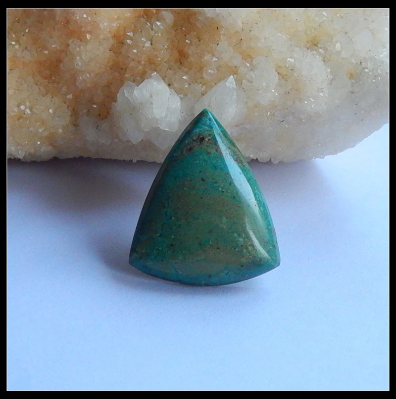 Sale 1Pcs Natural Stone Blue Opal Gemstone Triangle Cabochon 29x24x7mm 5.3g