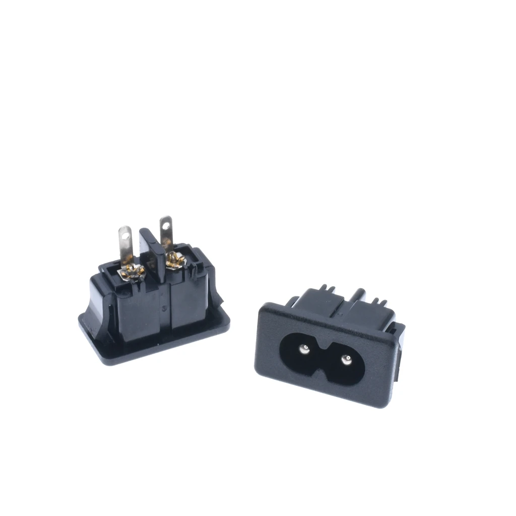 10 шт./лот черный с разъемом папа IEC320 C8 розетка разъем eu AC 250V 2.5A 2Pin медь |