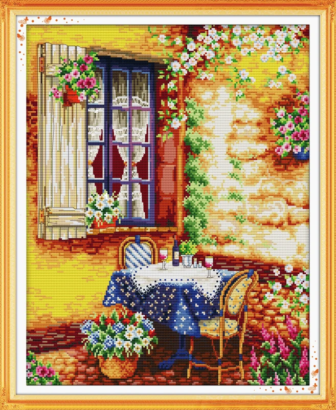

Summer afternoon cross stitch kit 18ct 14ct 11ct count printed canvas stitching embroidery DIY handmade needlework