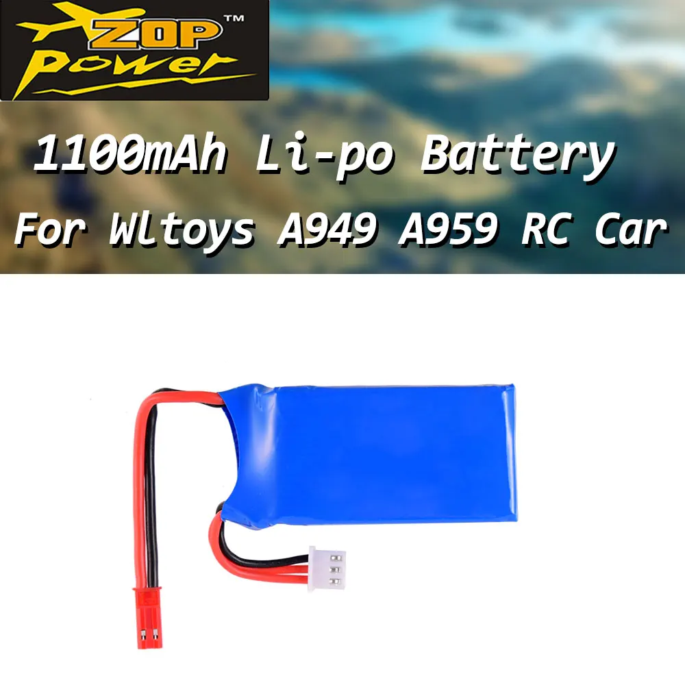 ZOP Power 7 4 в 1100 мАч 25C LiPo батарея JST вилка A949 27 для 1/18 Wltoys внедорожная Багги A959 A969 A979 K929