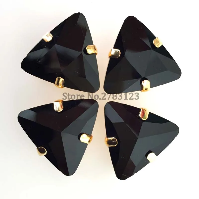 Супер сверкающее стекло в форме треугольника 18 мм 20 шт./пакет Золотое дно черные