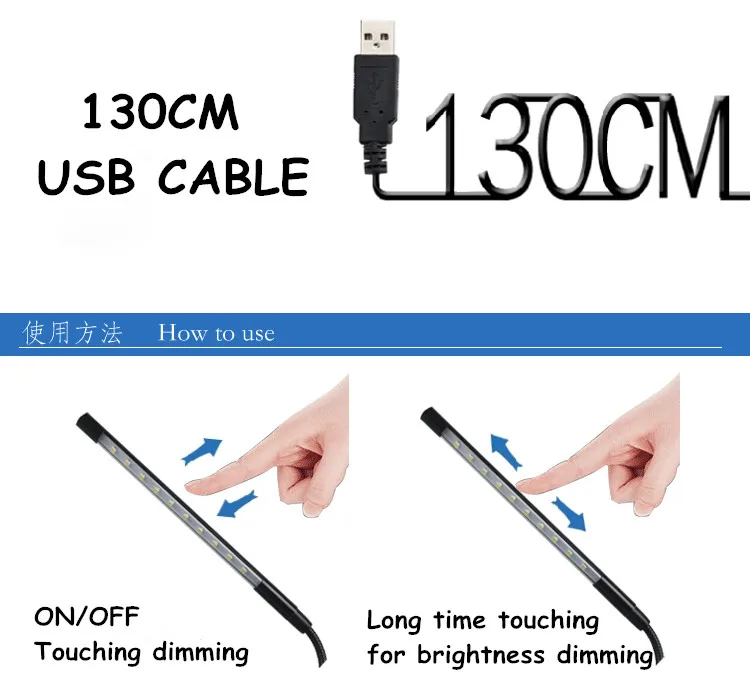Touch Dimmable Flexible USB LED Eye-care Reading Light Adjustable Solid Clip Desk Lamp for Laptop Bedroom Study Lighting | Лампы и