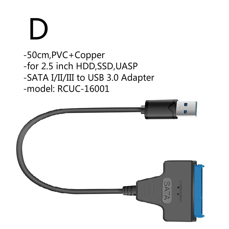 Мульти-Тип 50 см 20 SATA к USB Кабель-адаптер для 2 5 дюйма HDD SSD UASP 3 0 1 I II III |