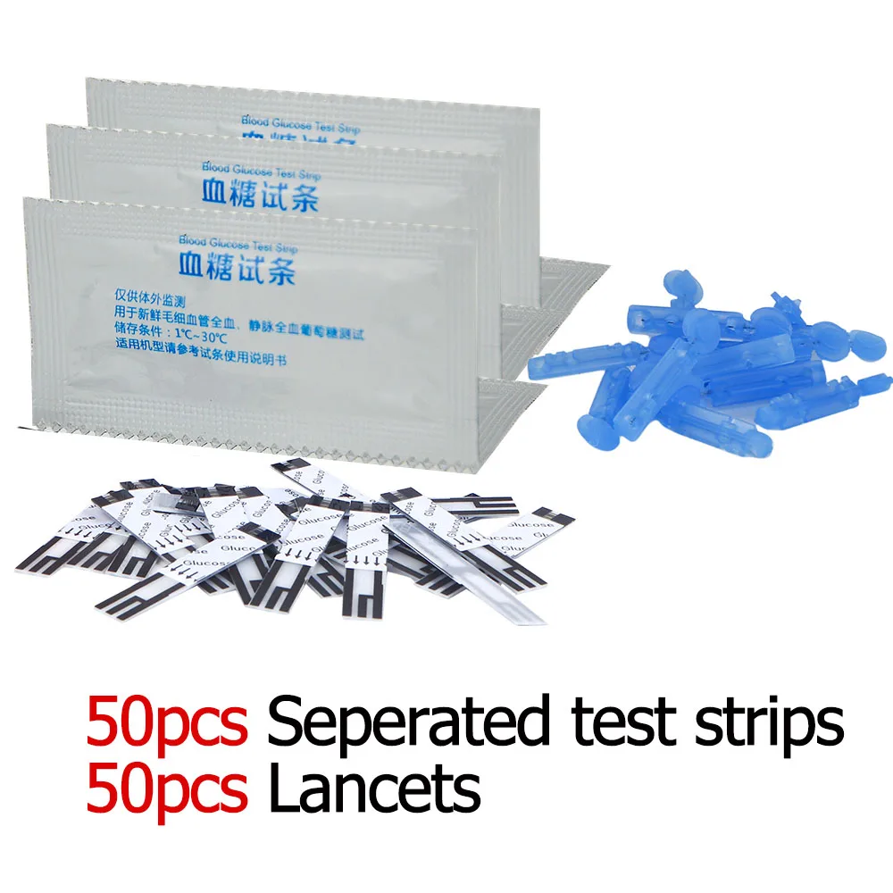 50 test strips Sinocare ga-3 кровь глюкометр с тест полосками и иглами Измерение сахара в браге медицинские инструменты диабет патчи - Цвет: 50 test strips