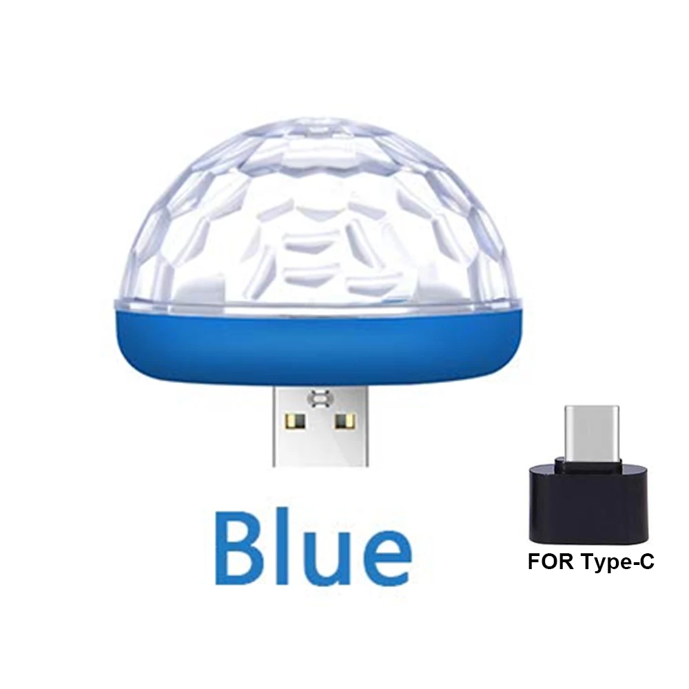 Blue with USB C Автомобильный USB атмосферный свет декоративная лампа для салона автомобиля огни DJ RGB мини красочная музыкальная лампа для фестиваля вечерние караоке - Испускаемый цвет: Blue with USB C