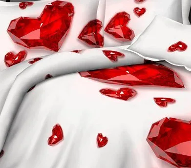 Red Heart Bedding set Love bed sheets quilt duvet cover bedspread in a bag linen Queen size 4PCS | Дом и сад