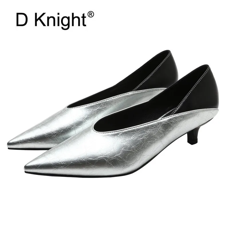 Женские туфли с острым носком на каблуке модные лодочки без застежки удобные