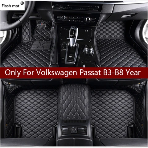 Кожаные автомобильные коврики для Volkswagen vw passat B3 B4 B5 B6 B7 B8 2000-2018, индивидуальные подставки для ног - изображение