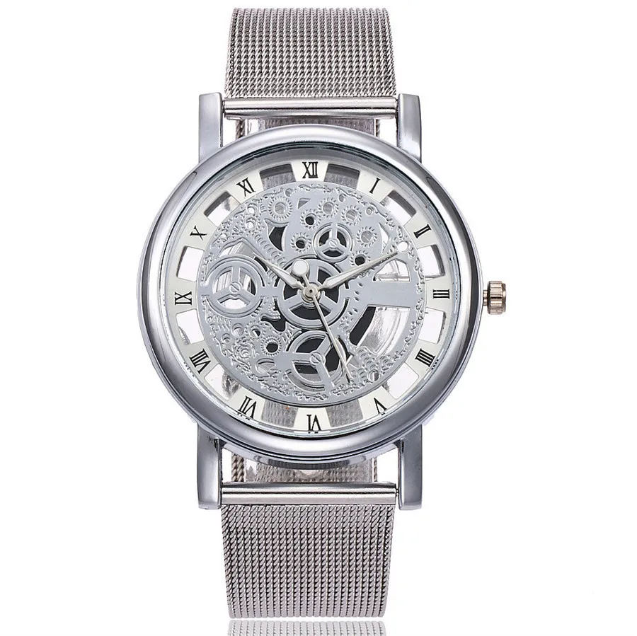 Часы наручные кварцевые с сетчатым браслетом серебристые и золотистые | Наручные