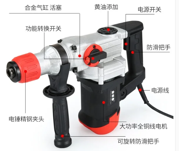 Высокопроизводительный 220V 1500W 1800W молоток для демонтажа Eletric домкрат cnc инструмент аппаратные инструменты