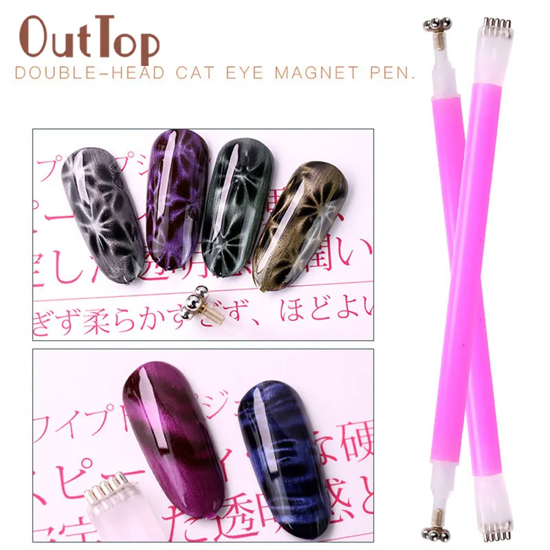 1 шт. двойная головка для ногтей кошачий глаз стержень Магнитный цветок