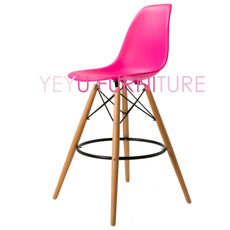 Neon Pink Современный дизайн Лофт барный стул пластиковый кухонный счетчик стул деревянный барный стул Лофт кафе высокий стул высота сиденья 65 см 1 шт - Цвет: Neon Pink