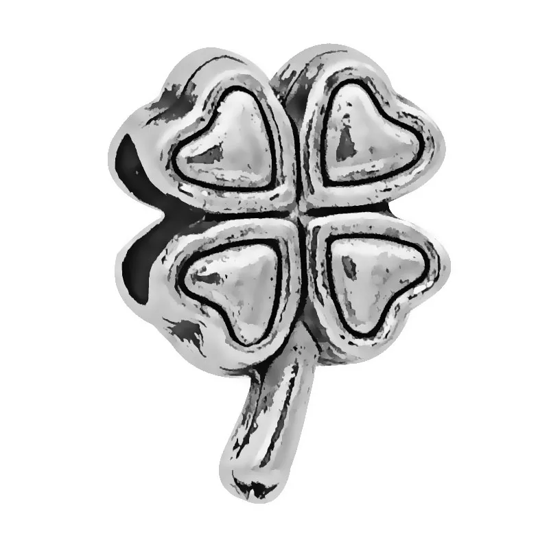 clover 45 стильных европейских серебряных сплавов бусинки с большими отверстиями подходят к оригиналу Pandora талисманы Браслет безделушка ювелирные изделия для женщин - Цвет: clover