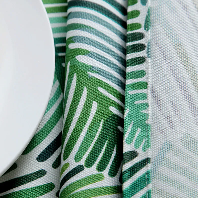 Скатерть DUNXDECO из хлопка тканевая скатерть с принтом в виде пальмовых листьев