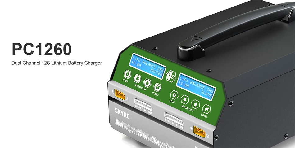 SKYRC ПК 1300 зарядному устройству большой мощности PC1300W Зарядка двух 6 ячеек литиевых батарей в одной и той же этапе для беспилотный Летающий аппарат для охраны сельскохозяйственных угодий