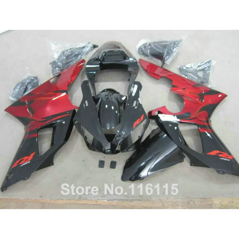 

Full injection molding popular fairings set fit for YAMAHA YZF R1 02 03 red black Fairing kit 2002 2003 bodywork KN21