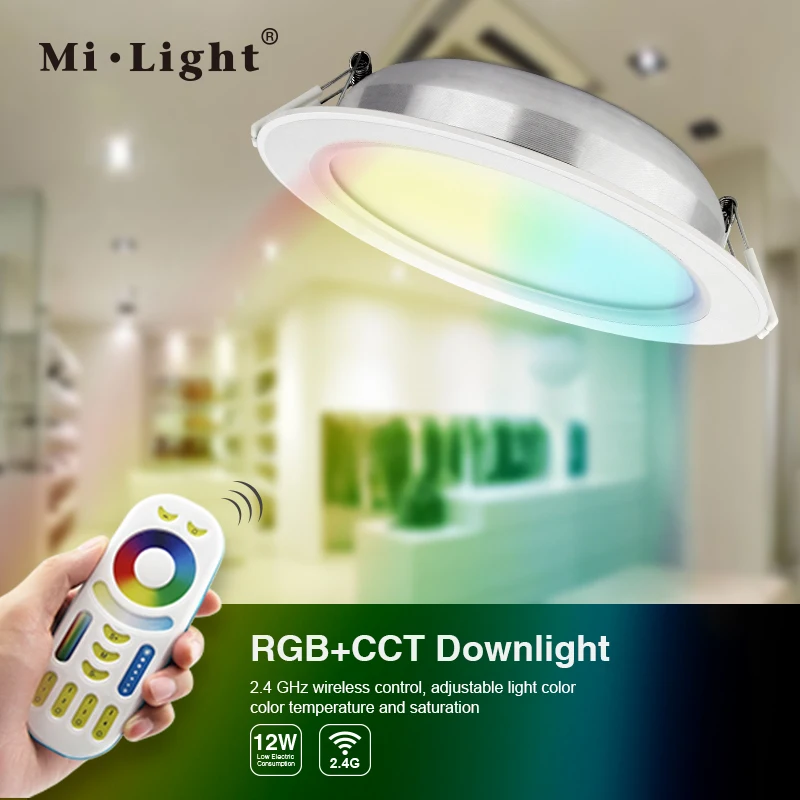 Milight FUT066 AC86 265V 12 Вт RGB + CCT светодиодный светильник с регулируемой яркостью 2 4G умная