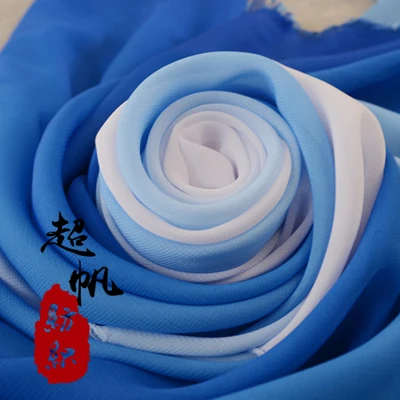100 двухцветная сценическая шифоновая ткань для костюма Hanfu градиентная шифоновая ткань с рукавами - Цвет: 5