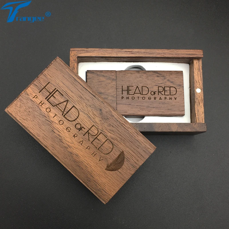 10 шт./лот Бесплатная гравировка логотипа на орехе USB флэш накопитель + деревянная